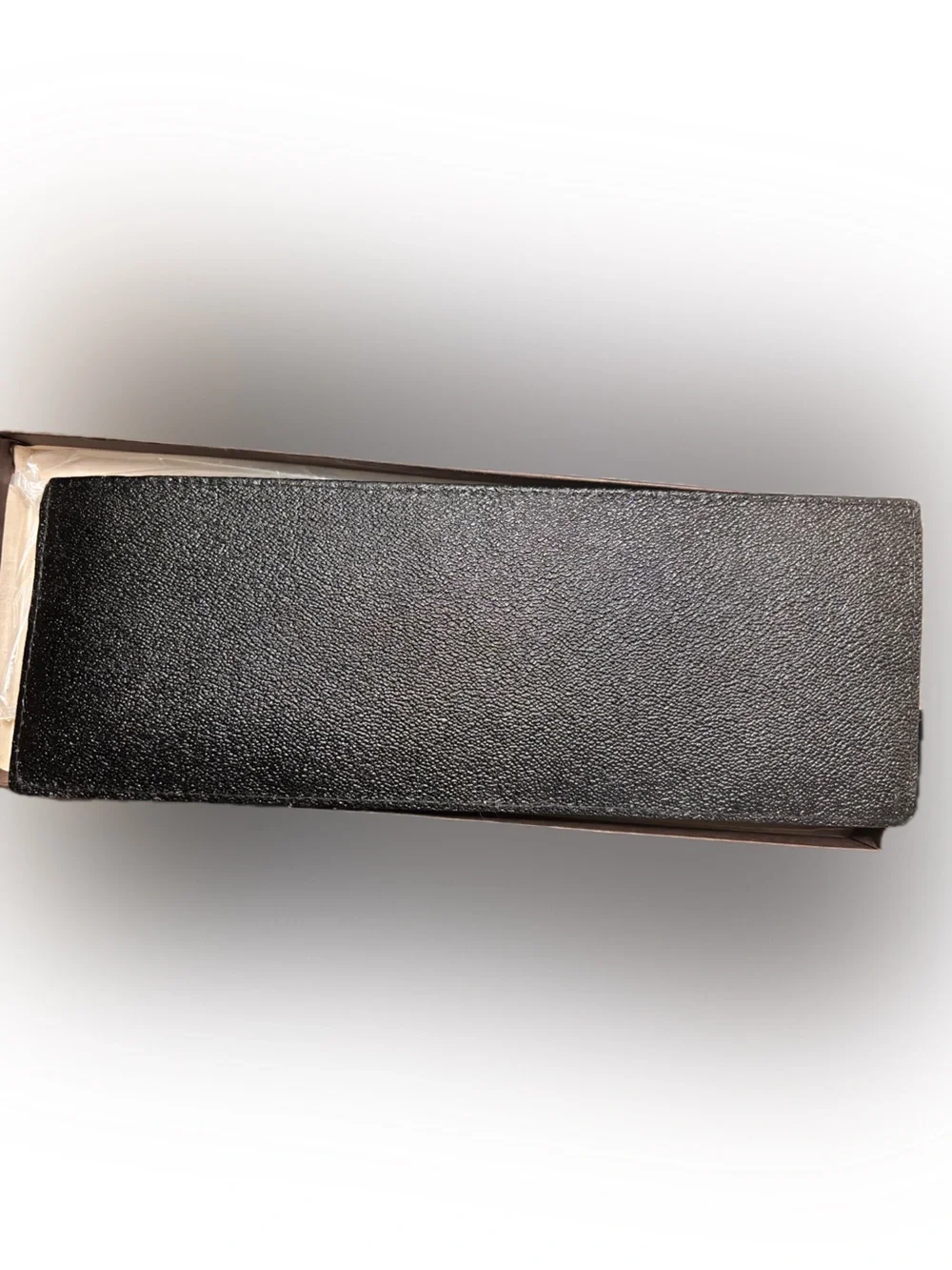 Vintage NWT Black Pebbled Leather Card Wallet with Gold Foil Text
